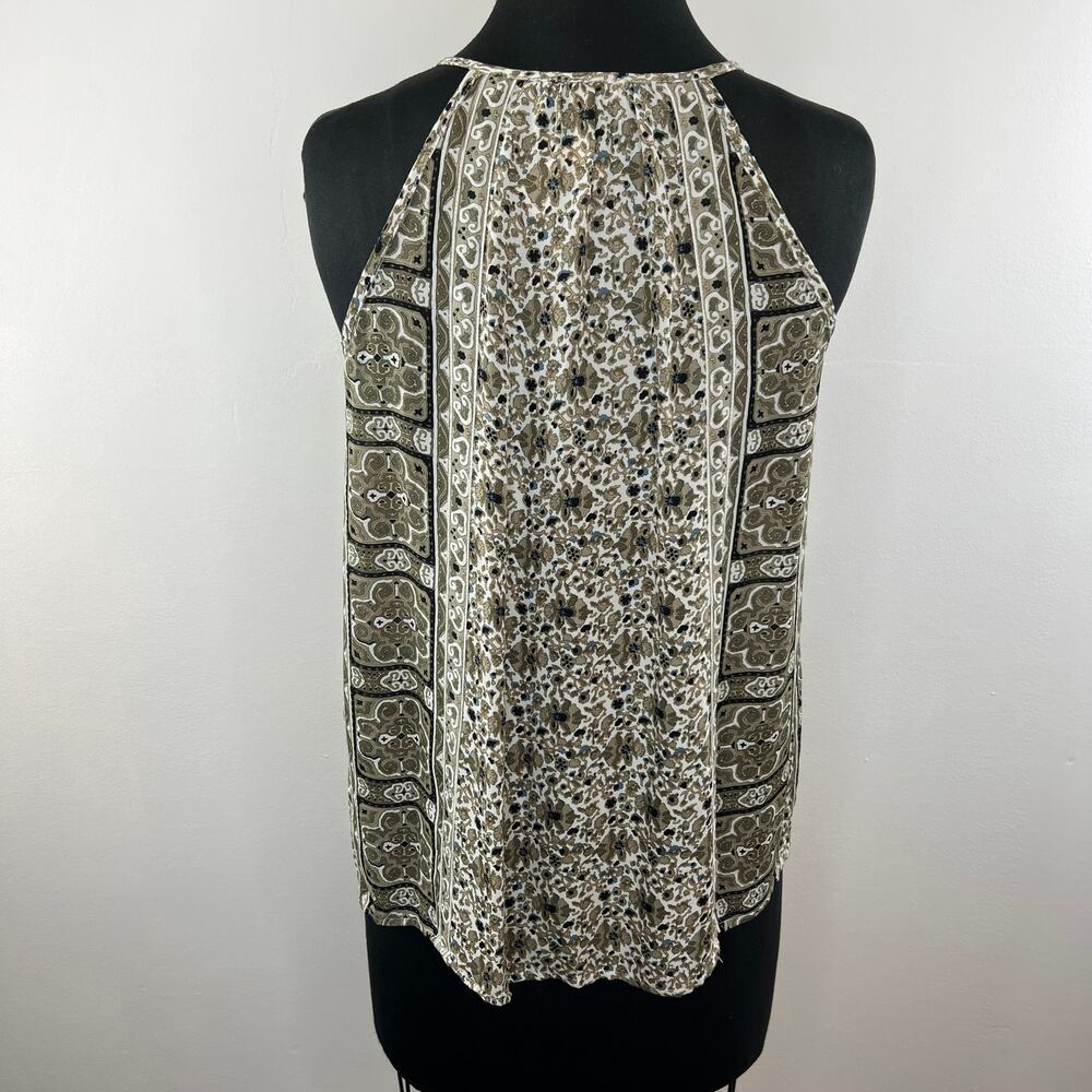 JOIE Green Floral 100% Silk Halter Neck Tassel Tie Neck Sleeveless Blouse S NEW - Picture 4 of 7